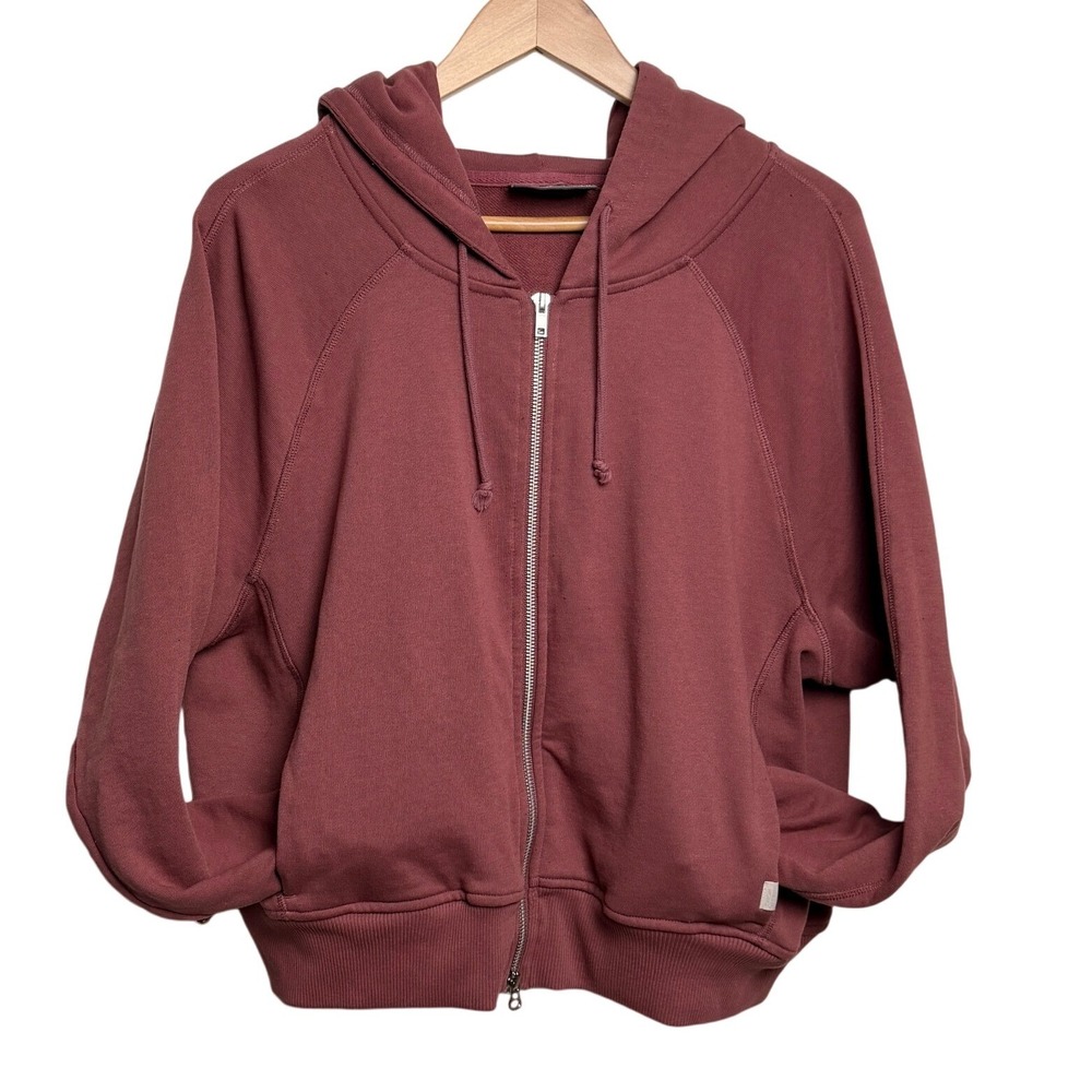 Athleisure Full Zip Hoodie 3X Plus Burgundy Sweatshirt Sporty Loungewear Casual
